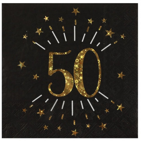 age-50th-birthday-black-gold-paper-party-napkins-x-10|679000000050|Luck and Luck| 1