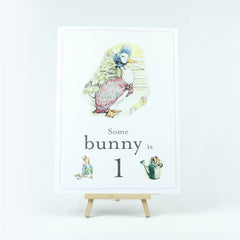 jemima-puddleduck-some-bunny-is-1-card-easel-peter-rabbit-first-birthday|STWJEMIMA1A4|Luck and Luck|2