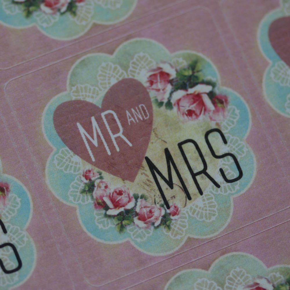 mr-and-mrs-pink-heart-floral-wedding-favour-sticker-sheet-x-35-stickers|WED016|Luck and Luck| 1