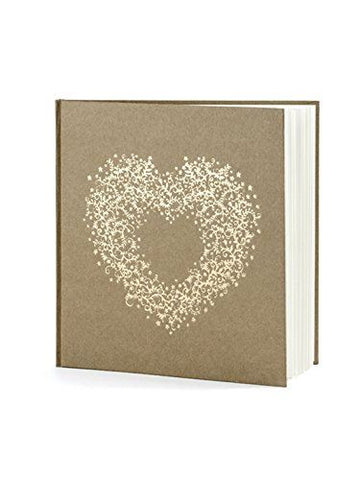 brown-kraft-wedding-guest-book-with-gold-heart-20-5x20-5cm|KWAP48|Luck and Luck|2