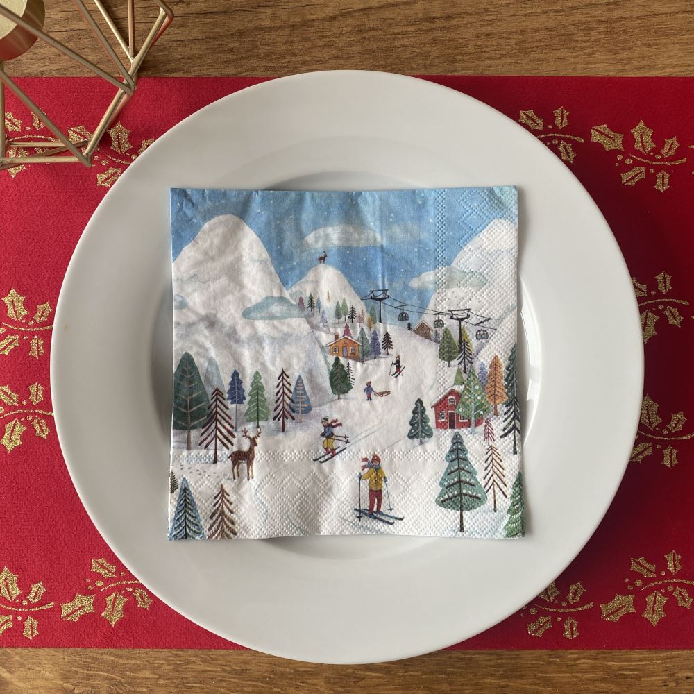 winter-ski-scene-paper-napkins-luncheon-x-20-festive-table-decor|L970400|Luck and Luck| 1