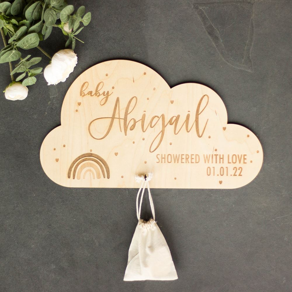 personalised-wooden-cloud-baby-shower-alternative-guest-book|LLWWGBCDP|Luck and Luck| 6