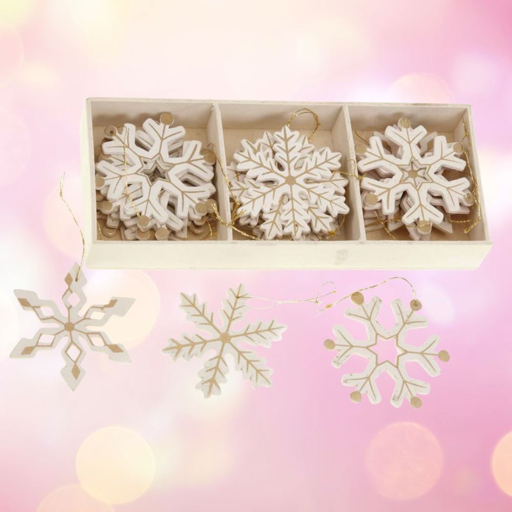 cream-and-gold-striped-wooden-snowflakes-set-of-24-christmas-tree-decoration|FF073C|Luck and Luck| 1