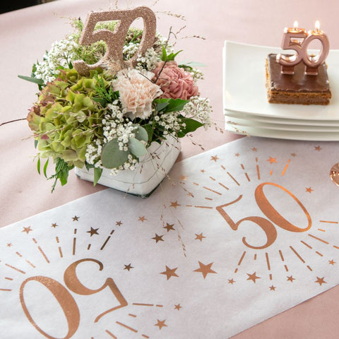 rose-gold-age-50-table-runner-decoration|734400300050|Luck and Luck| 3