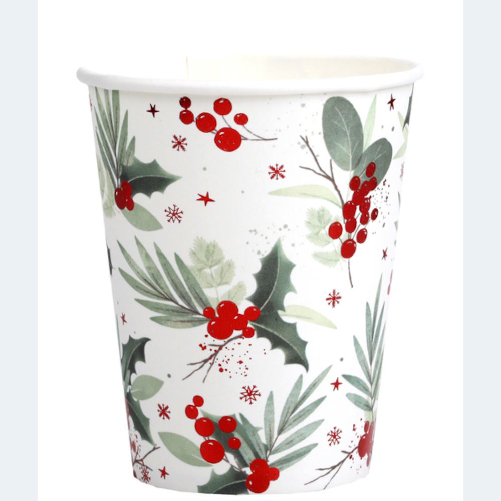 red-berry-botanical-christmas-paper-christmas-party-cups-x-10|819400000007|Luck and Luck|2