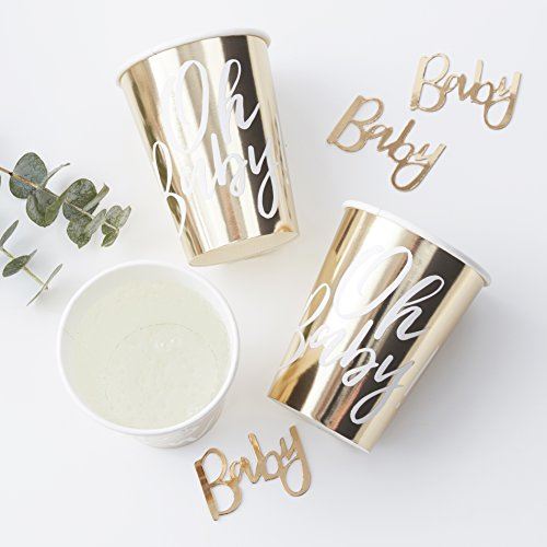 gold-foiled-oh-baby-baby-shower-party-paper-cups-x-8|OB-102|Luck and Luck| 1