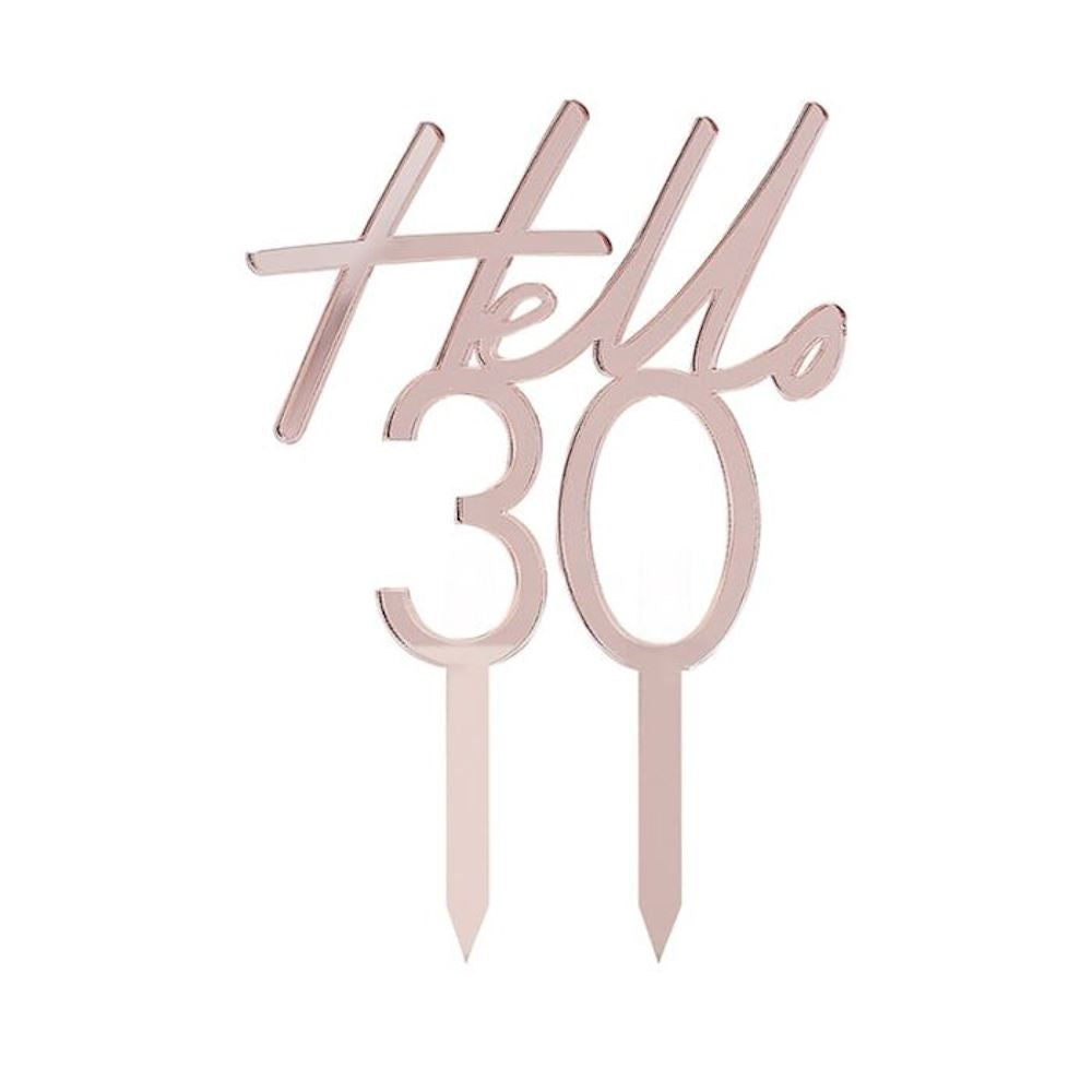 rose-gold-cake-topper-hello-30-30th-birthday|MIX-305|Luck and Luck|2