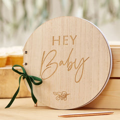 wooden-hey-baby-shower-guest-book-keepsake-botanical-baby|BAB107|Luck and Luck| 1