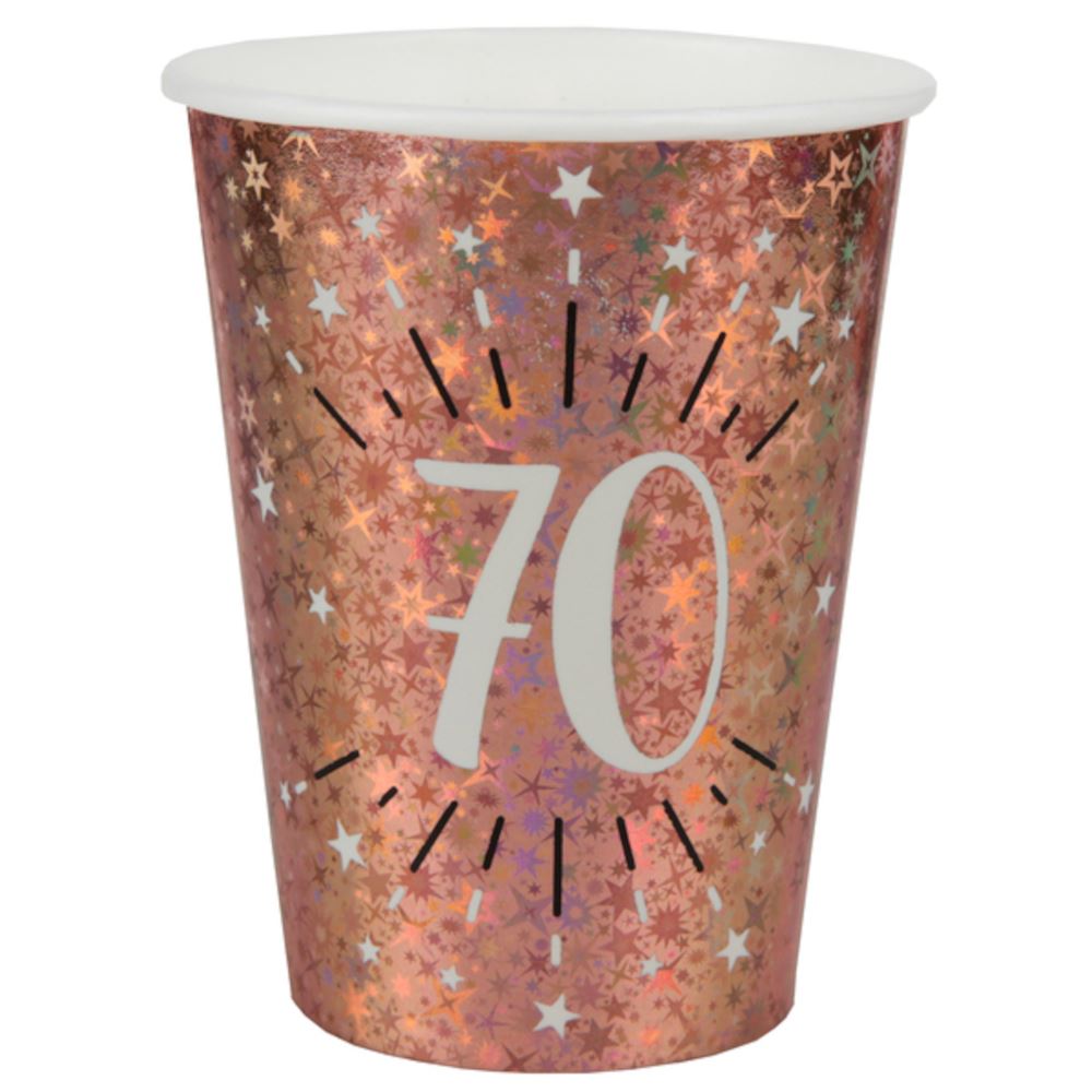 sparkling-rose-gold-paper-cup-age-70-x-10|734900000070|Luck and Luck| 1