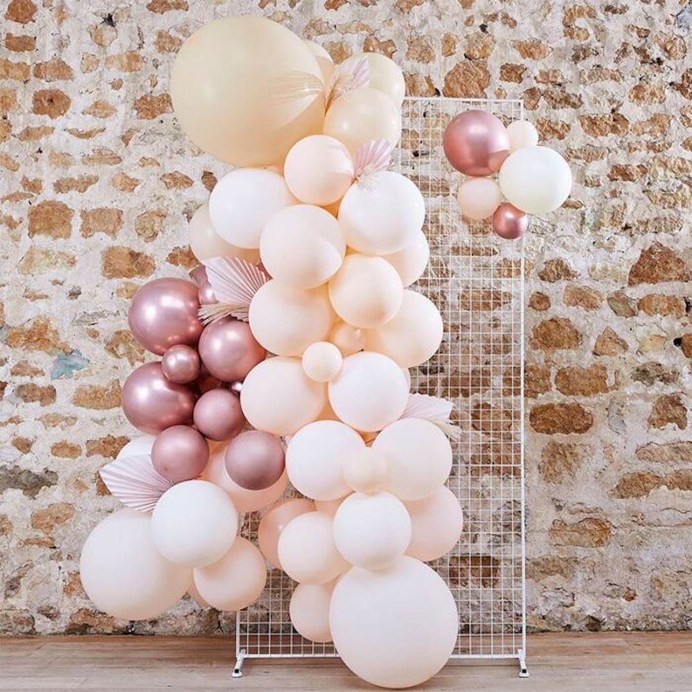 balloon-backdrop-white-peach-rose-gold-with-pampas-stems-70-balloons|PAM-515|Luck and Luck| 1
