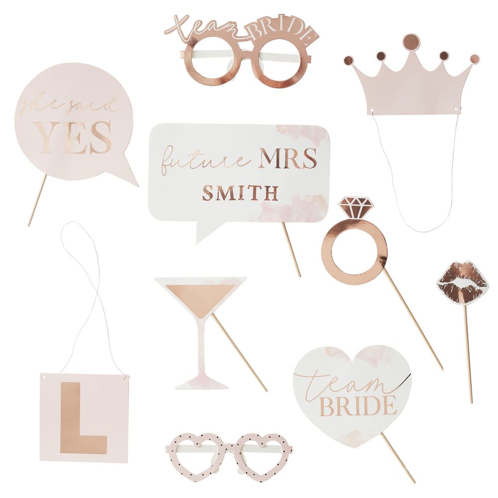 customisable-rose-gold-hen-party-props-x-10-bridal-shower|HN830|Luck and Luck|2
