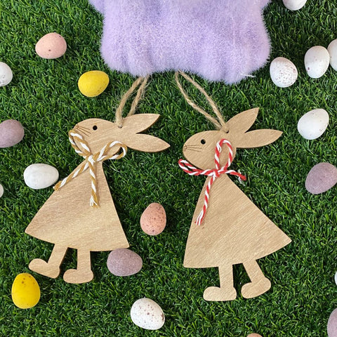 wooden-hanging-bunny-rabbits-x-2-easter-twiggy-decoration|LLHANGINGBUNNYX2|Luck and Luck| 1