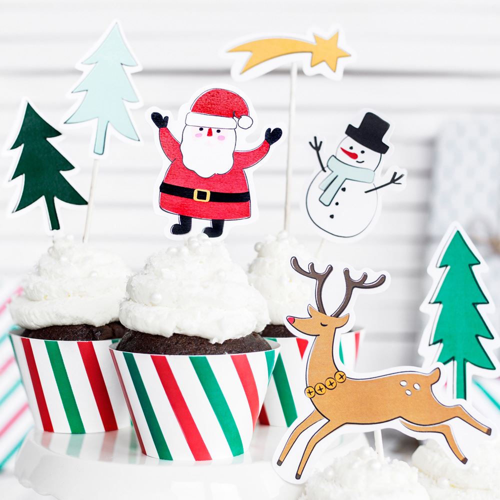 merry-xmas-paper-cake-food-flag-toppers-x-7-christmas-party|KPT36|Luck and Luck| 1
