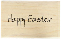 scribbled-font-happy-easter-wood-mounted-rubber-craft-stamp|7022B|Luck and Luck| 1
