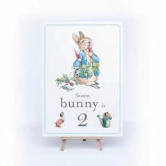 peter-rabbit-some-bunny-is-2-card-and-easel-2nd-birthday-decoration-sign|STWPR2A4|Luck and Luck|2