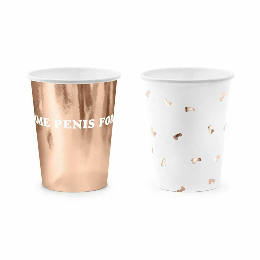 rose-gold-same-penis-forever-paper-cups-x-6-with-willies|KPP70|Luck and Luck|2
