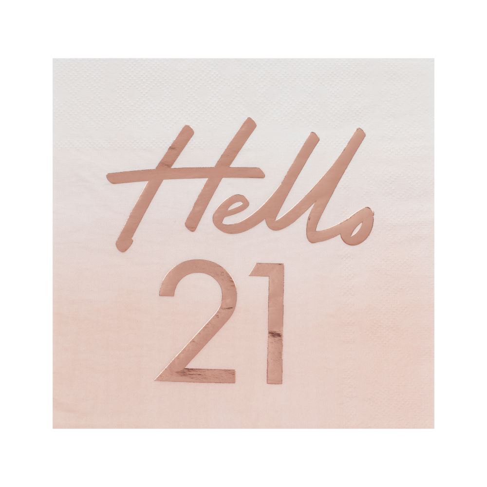 hello-21-rose-gold-paper-party-napkins-21st-birthday-napkins-x-16|MIX134|Luck and Luck|2