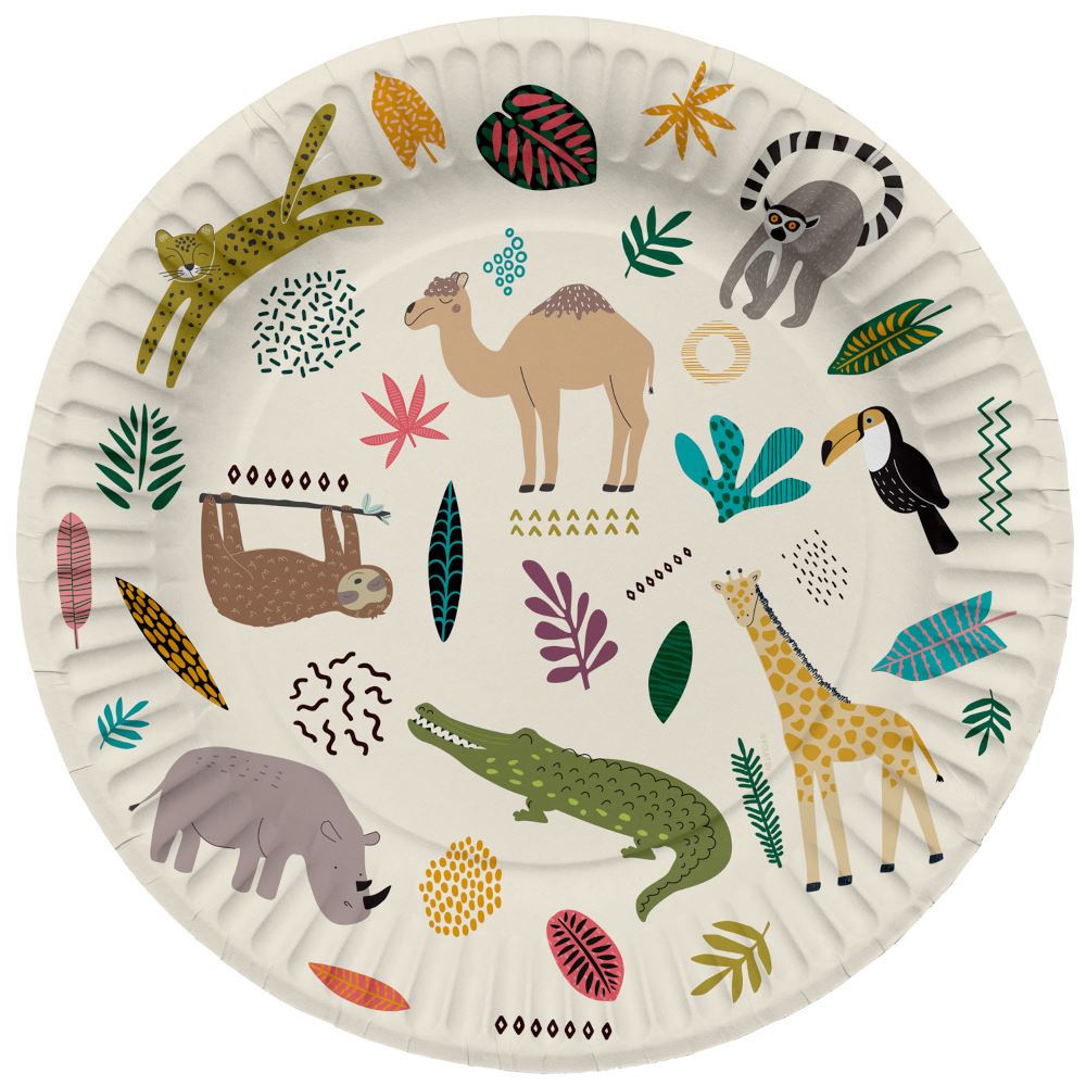 zoo-party-animals-party-pack-for-6-plates-napkins-cups|LLZOOPP|Luck and Luck|2