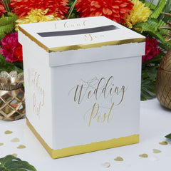white-and-gold-wedding-card-post-box|776674|Luck and Luck| 1