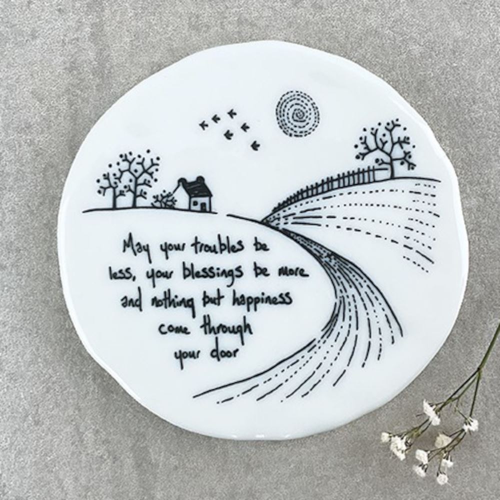 east-of-india-porcelain-coaster-may-your-troubles-be-less|212|Luck and Luck| 1