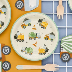 construction-vehicles-childrens-paper-party-plates-x-6|TPP80|Luck and Luck| 1
