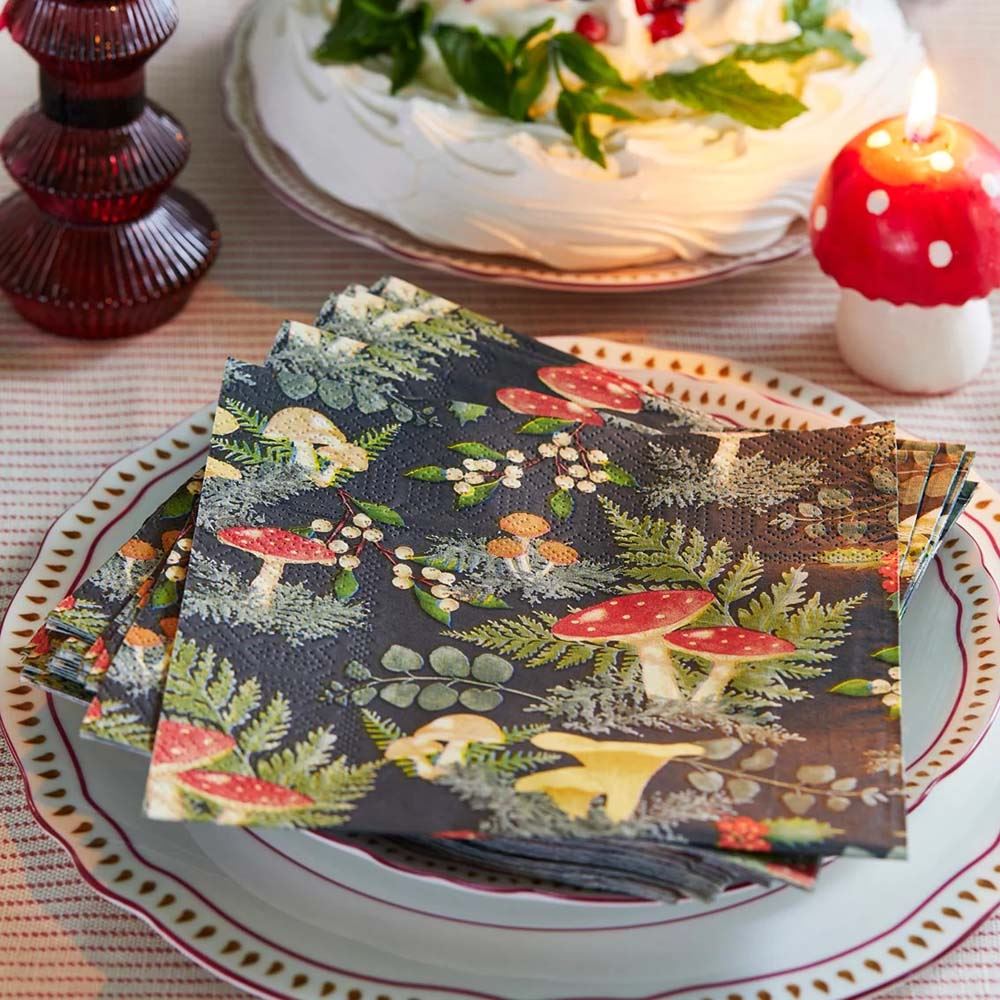 enchanting-forest-mushroom-themed-christmas-paper-napkins-x-20|FOREST-NAPKIN|Luck and Luck|2