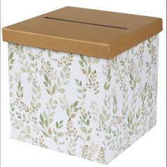 green-floral-wedding-card-box-with-gold-lid|793800000010|Luck and Luck| 1