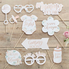 rose-gold-foiled-photo-booth-props-baby-shower|BL-125|Luck and Luck| 1