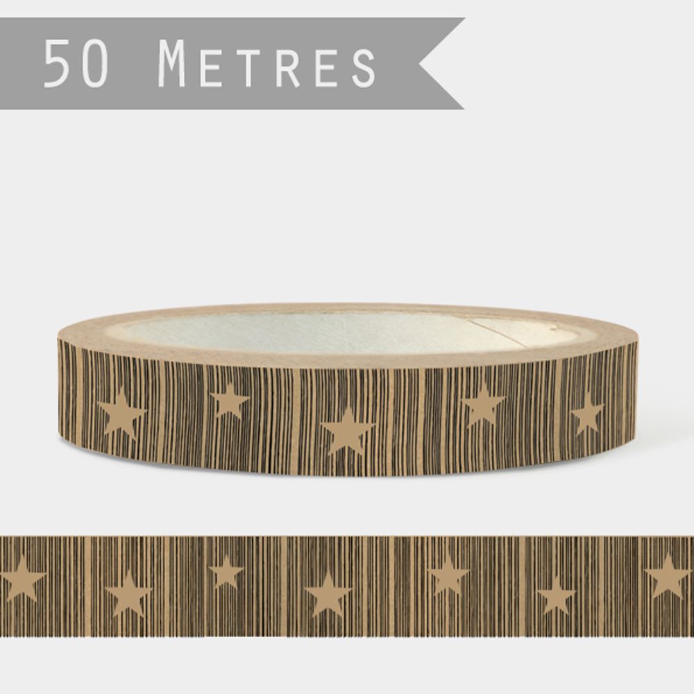 east-of-india-craft-tape-brown-with-stars-50m|4758|Luck and Luck|2