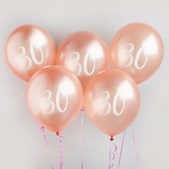 30th-milestone-birthday-party-balloons-in-rose-gold-x5|RG030|Luck and Luck| 1