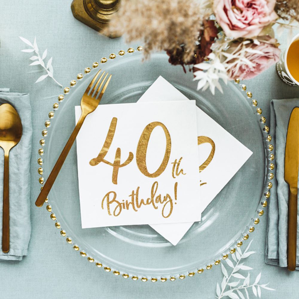 40th-birthday-party-paper-napkins-x-20-white-and-gold|SP337740008|Luck and Luck| 1