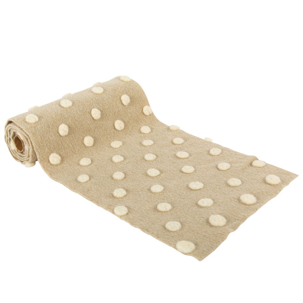 beige-wool-table-runner-with-cream-pom-poms-28cm-x-1-50m|91132|Luck and Luck| 4