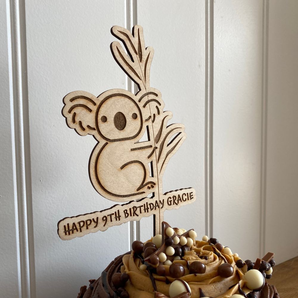 wooden-personalised-koala-cake-topper-childrens-party|LLWWKOCTP|Luck and Luck|2