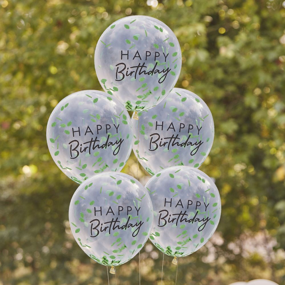 happy-birthday-leaf-confetti-balloons-x-5|MIX-516|Luck and Luck| 1