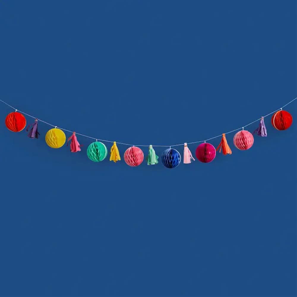 tassel-and-paper-honeycomb-diwali-festival-hanging-garland-2m|HBHD104|Luck and Luck| 1