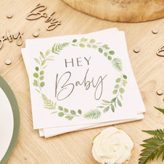 hey-baby-shower-botanical-paper-party-napkins-x-16|BAB124|Luck and Luck| 1