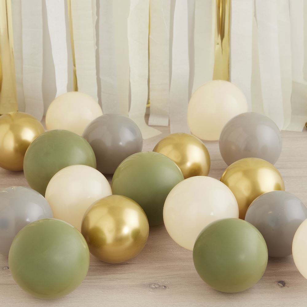 balloon-pack-5-inch-green-gold-grey-and-nude-x-40|BA-329|Luck and Luck| 1