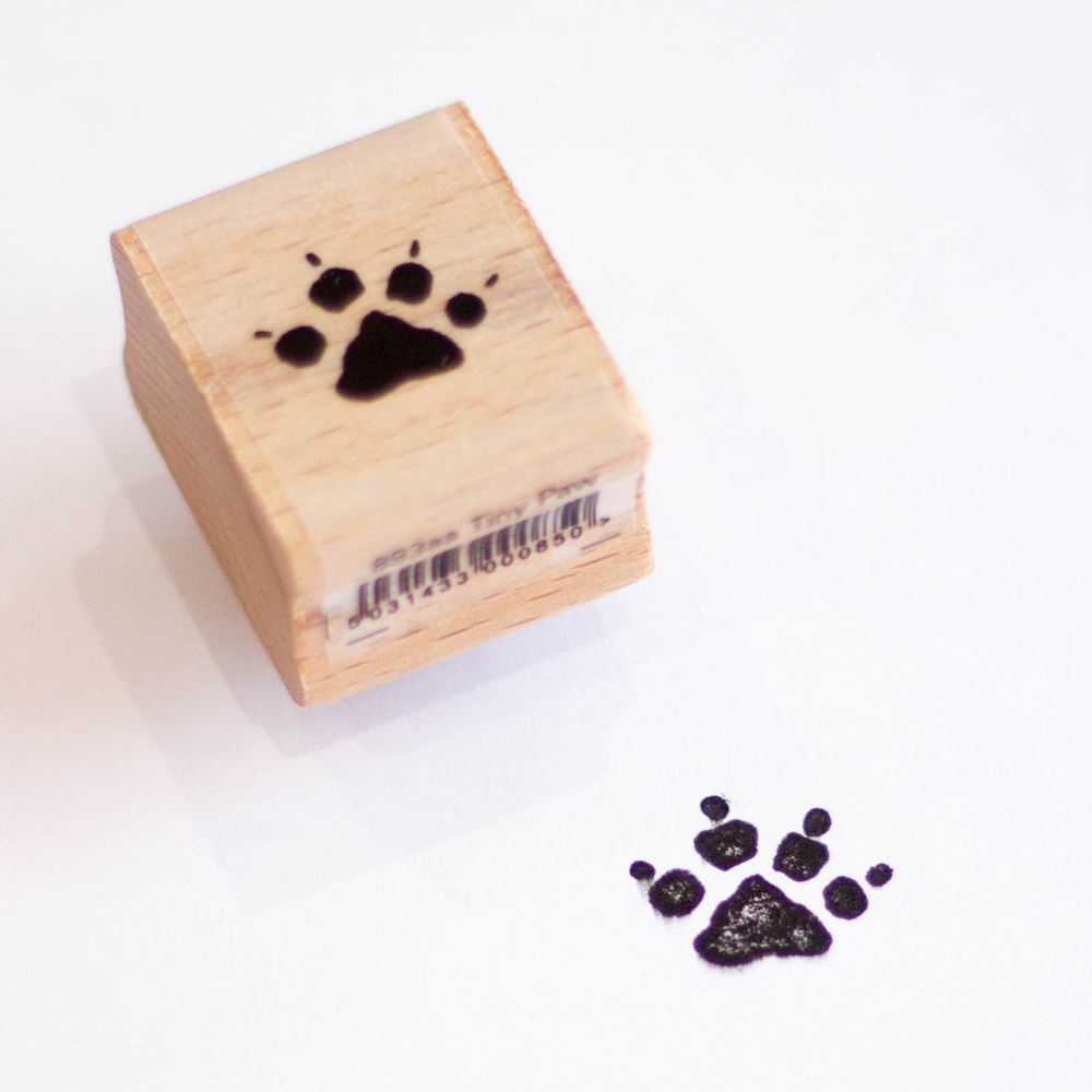 tiny-paw-print-wooden-mounted-craft-ink-rubber-stamp|893AA|Luck and Luck| 1
