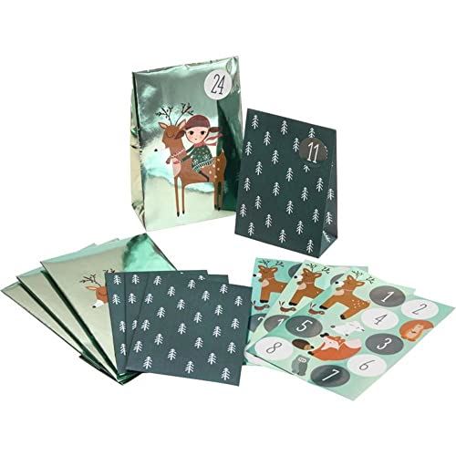 24-winter-reindeer-foil-gift-bags-with-advent-stickers-2-sizes|2581564499|Luck and Luck| 1
