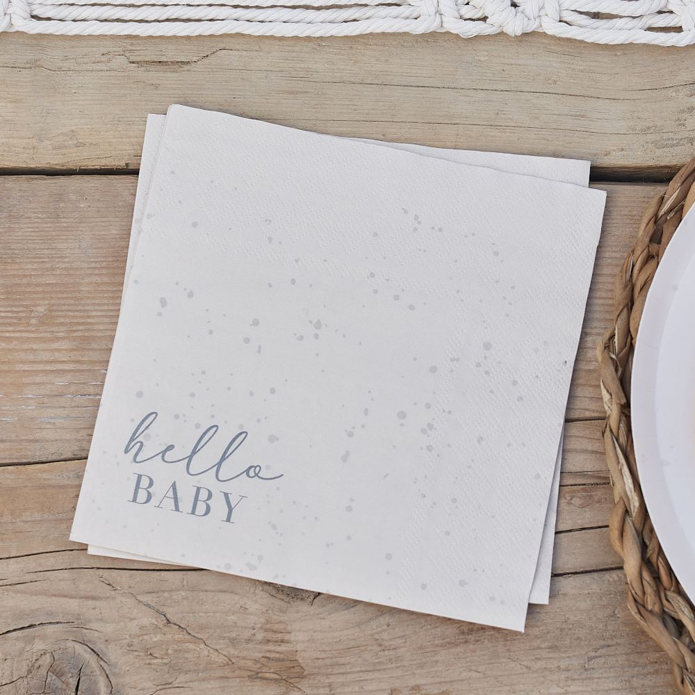 hello-baby-neutral-baby-shower-paper-napkins-x-16|HEB-103|Luck and Luck| 1