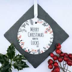 personalised-coloured-merry-christmas-surname-porcelain-bauble-gift|LLUVPORC7|Luck and Luck| 1