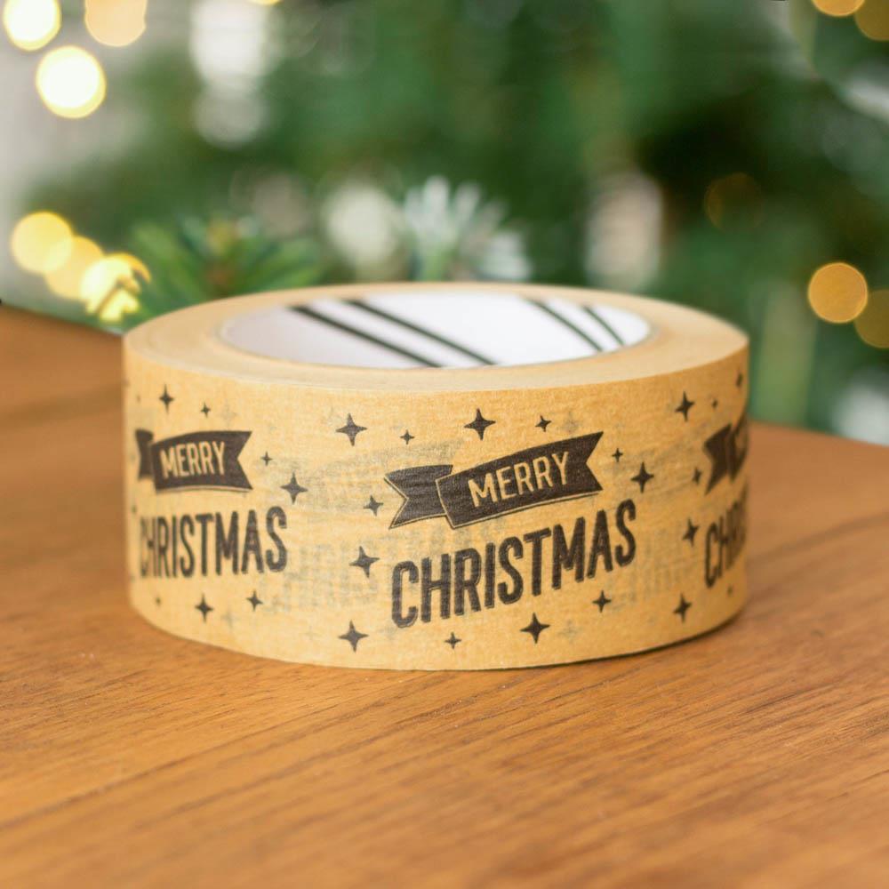 wide-christmas-kraft-gift-wrap-tape-set-of-3-x-50m|LLWIDETAPEX3|Luck and Luck| 3