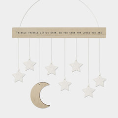 east-of-india-twinkle-wood-hanger-with-moon-and-stars-baby-nursery|586|Luck and Luck|2