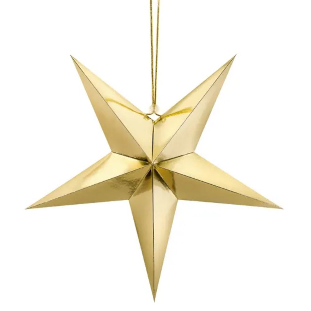 gold-paper-stars-christmas-hanging-decoration-set-of-3|LLGOLDSTARSX3|Luck and Luck| 3