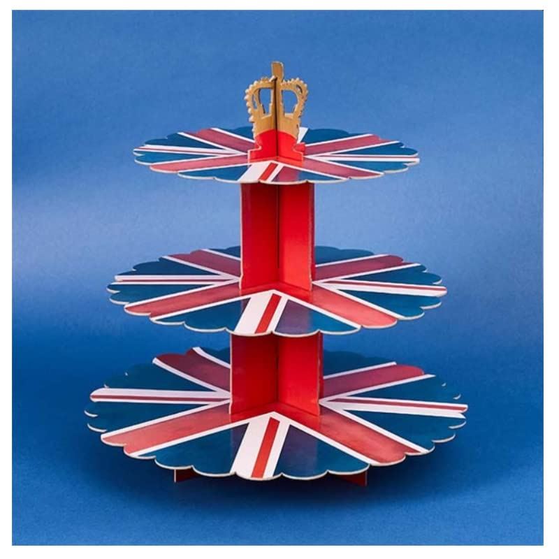 union-jack-3-tier-cardboard-cake-stand|HBRB109|Luck and Luck| 1