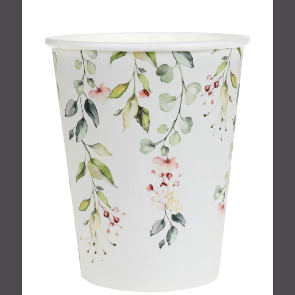 green-botanical-floral-paper-party-cups-x-10|795000000010|Luck and Luck|2