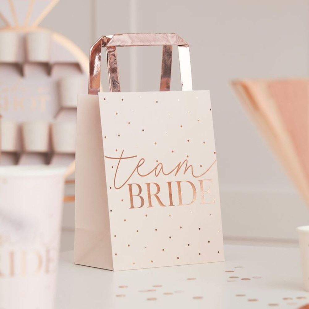 team-bride-rose-gold-foiled-hen-party-bags-x-5|HN-805|Luck and Luck| 1