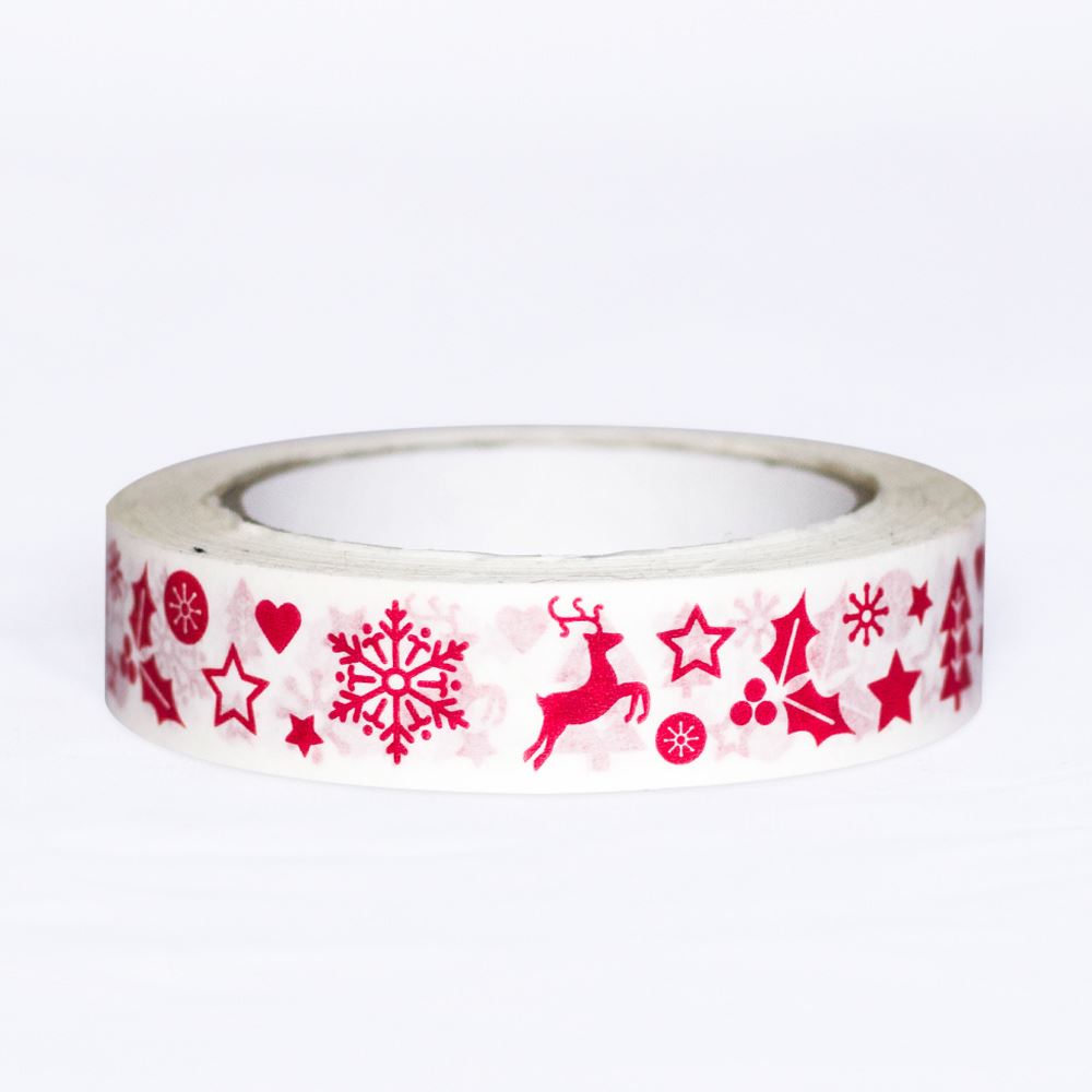nordic-red-and-white-christmas-paper-tape-50m|LLTAPEWNORDIC|Luck and Luck|2