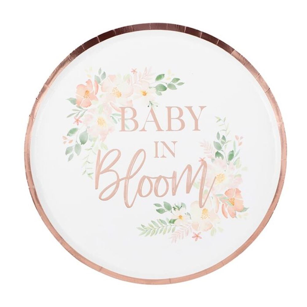 floral-baby-in-bloom-baby-shower-paper-plate-x-8|BL-112|Luck and Luck|2