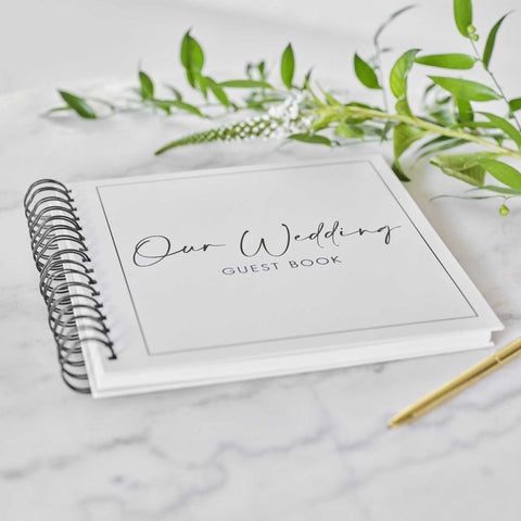 guest-book-black-and-white-ring-bound-guest-book-contemporary-wedding|BW-402|Luck and Luck| 1